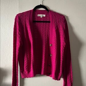 LOFT Vibrant Pink Cardigan Sweater